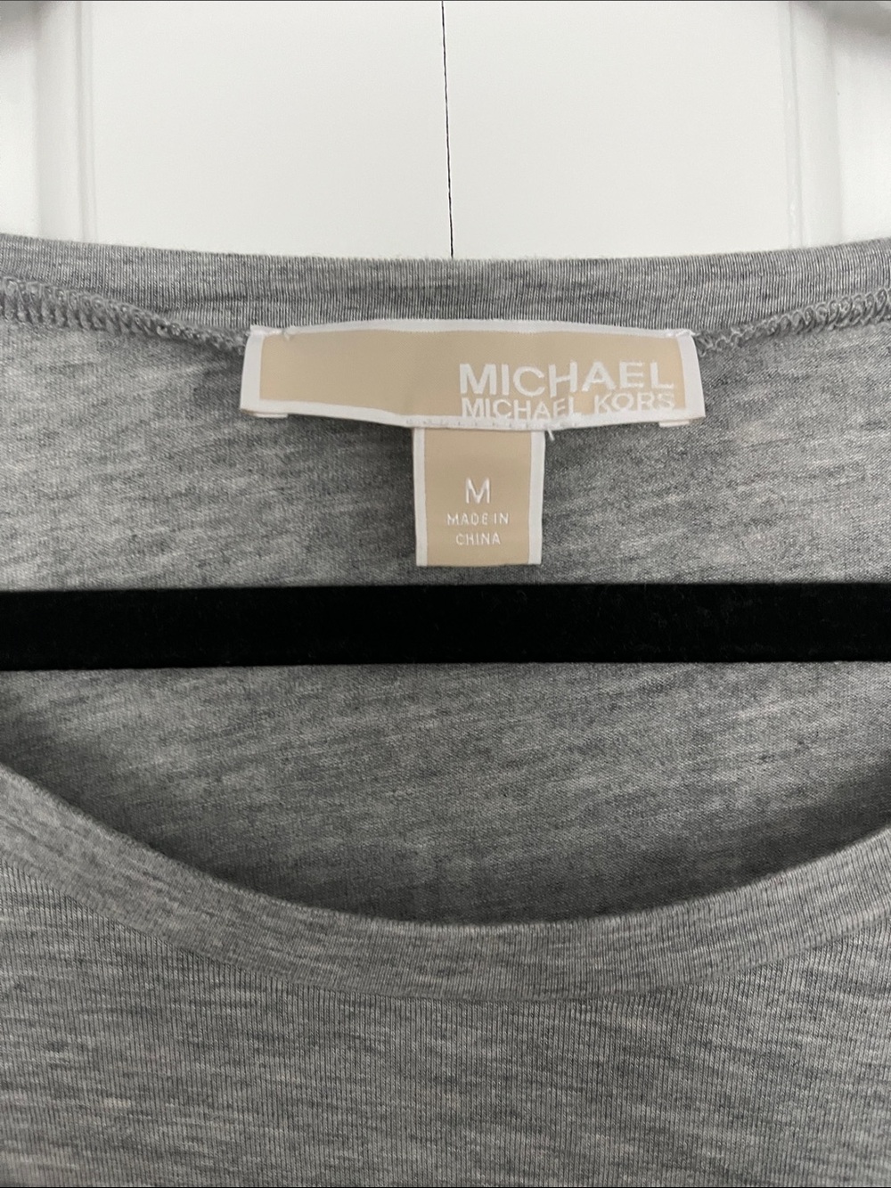 Michael Kors Gray Knit Layered Top with White Chiffon Hi-Low Hem - Picture 2 of 3